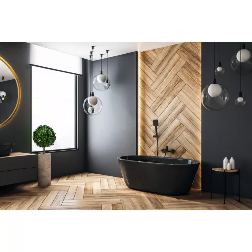 Invena GLAMOUR TREND matt fekete fali kádtöltő csaptelep zuhanyváltóval