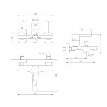Invena GLAMOUR falra szerelhető réz kádtöltő csaptelep, kézizuhany szettel