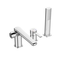Invena GLAMOUR kádperembe szerelhető háromlyukú króm kádtöltő csaptelep, kézizuhany szettel