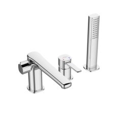   Invena GLAMOUR kádperembe szerelhető háromlyukú króm kádtöltő csaptelep, kézizuhany szettel