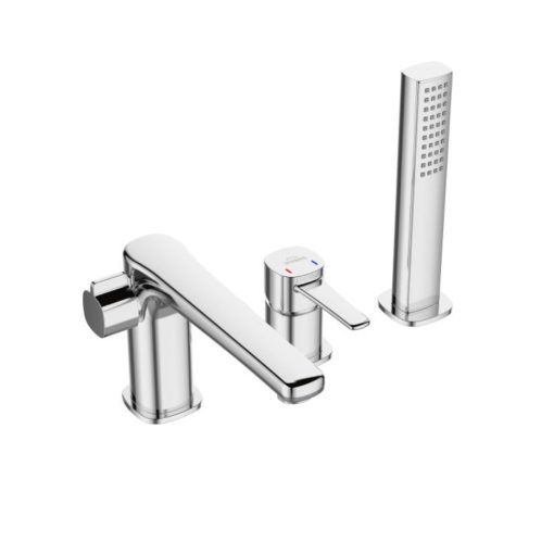 Invena GLAMOUR kádperembe szerelhető háromlyukú króm kádtöltő csaptelep, kézizuhany szettel