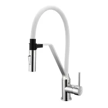 Invena MAGNETIC 2F fehér-króm konyhai álló csaptelep, 2 funkciós flexibilis kifolyócsővel