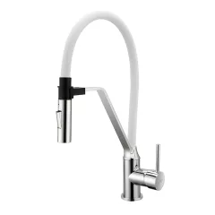   Invena MAGNETIC 2F fehér-króm konyhai álló csaptelep, 2 funkciós flexibilis kifolyócsővel
