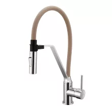 Invena MAGNETIC 2F bézs-króm konyhai álló csaptelep, 2 funkciós flexibilis kifolyócsővel