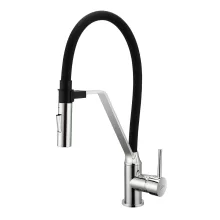 Invena MAGNETIC 2F fekete-króm konyhai álló csaptelep, 2 funkciós flexibilis kifolyócsővel
