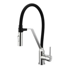   Invena MAGNETIC 2F fekete-króm konyhai álló csaptelep, 2 funkciós flexibilis kifolyócsővel