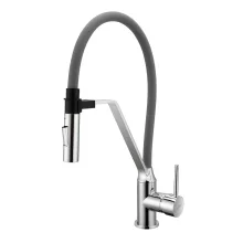 Invena MAGNETIC 2F szürke-króm konyhai álló csaptelep, 2 funkciós flexibilis kifolyócsővel