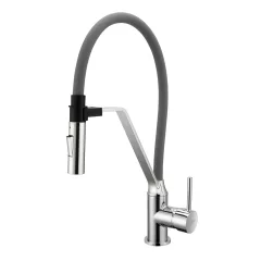   Invena MAGNETIC 2F szürke-króm konyhai álló csaptelep, 2 funkciós flexibilis kifolyócsővel