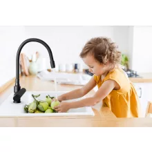 Invena JOGA PLUS fekete konyhai álló csaptelep, flexibilis kifolyócsővel