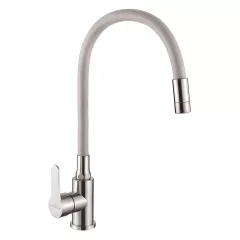  Invena KSANTI SLIM 2F bézs-inox konyhai álló csaptelep, 2 funkciós flexibilis kifolyócsővel