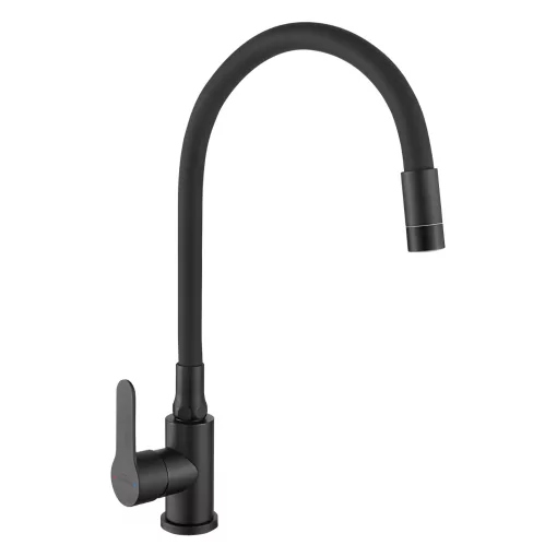 Invena KSANTI SLIM 2F fekete inox konyhai álló csaptelep, 2 funkciós flexibilis kifolyócsővel