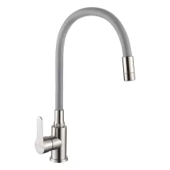   Invena KSANTI SLIM 2F szürke-inox konyhai álló csaptelep, 2 funkciós flexibilis kifolyócsővel
