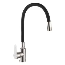 Invena KSANTI SLIM 2F fekete-inox konyhai álló csaptelep, 2 funkciós flexibilis kifolyócsővel