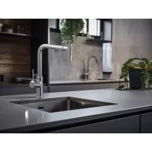 Invena FARSALA krómozott konyhai álló csaptelep, "L" alakú csővel és kihúzható zuhanyfejjel