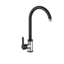 Invena TREND INOX fekete-króm konyhai álló csaptelep, forgatható kifolyócsővel