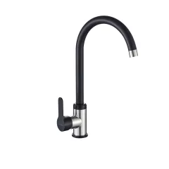  Invena TREND INOX fekete-króm konyhai álló csaptelep, forgatható kifolyócsővel