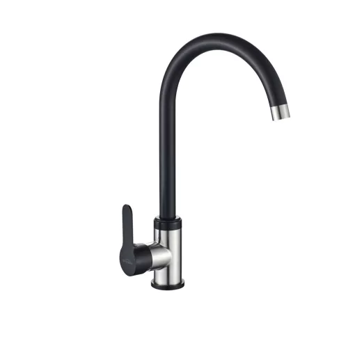 Invena TREND INOX fekete-króm konyhai álló csaptelep, forgatható kifolyócsővel