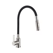 Invena DALIS SLIM 2F fekete-inox konyhai álló csaptelep, 2 funkciós flexibilis kifolyócsővel