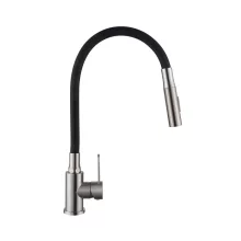 Invena DALIS SLIM 2F fekete-inox konyhai álló csaptelep, 2 funkciós flexibilis kifolyócsővel