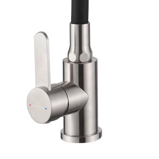 Invena DALIS SLIM 2F fekete-inox konyhai álló csaptelep, 2 funkciós flexibilis kifolyócsővel