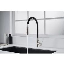 Invena DALIS SLIM 2F fekete-inox konyhai álló csaptelep, 2 funkciós flexibilis kifolyócsővel