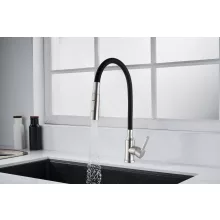 Invena DALIS SLIM 2F fekete-inox konyhai álló csaptelep, 2 funkciós flexibilis kifolyócsővel