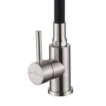 Invena SILVA inox-fekete konyhai álló csaptelep, flexibilis kifolyócsővel