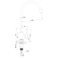 Invena SILVA inox-fekete konyhai álló csaptelep, flexibilis kifolyócsővel