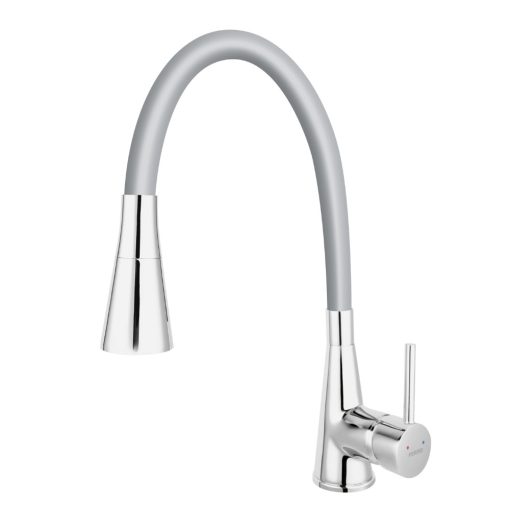 Ferro Zumba II. króm konyhai mosogató csaptelep kétfunkciós elasztikus ezüst kifolyócsővel