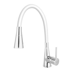   Ferro Zumba II. króm konyhai mosogató csaptelep kétfunkciós elasztikus fehér kifolyócsővel