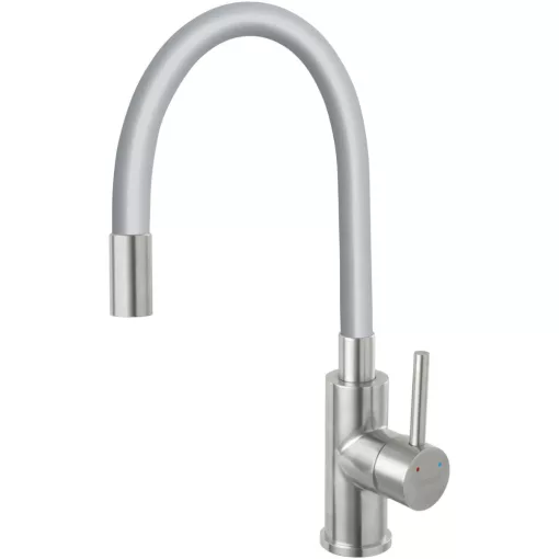 Ferro Zumba Inox szürke konyhai mosogató csaptelep flexibilis kifolyócsővel