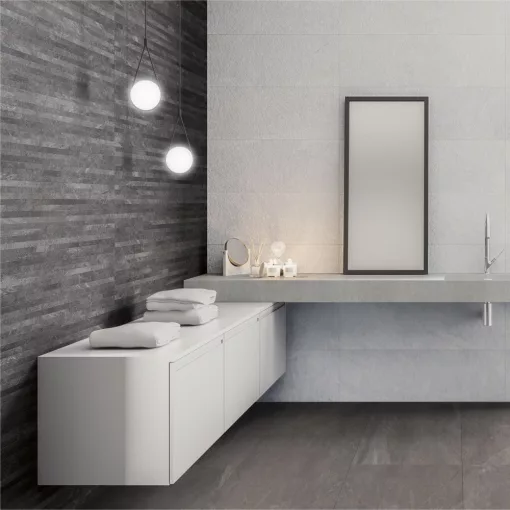 DURSTONE EBEZ BLACK 31X98 csíkos matt felületű falburkolat,csempe