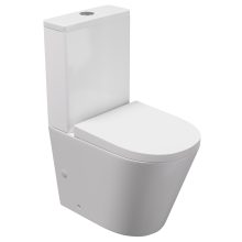 HD Dream Glossy White perem nélküli mély öblítésű íves monoblokkos WC hátsó kifolyású compact "A" tetővel és fényes króm kiegészítőkkel + tartály