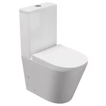 HD Dream Glossy White perem nélküli mély öblítésű íves monoblokkos WC alsó kifolyású compact "A" tetővel és fényes króm kiegészítőkkel + tartály