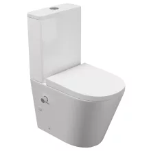HD Echo White perem nélküli mély öblítésű íves monoblokkos WC hátsó kifolyású, bidé funkcióval, compact "A" tetővel és fényes króm kiegészítőkkel + tartály