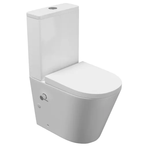 HD Echo White perem nélküli mély öblítésű íves monoblokkos WC hátsó kifolyású, bidé funkcióval, compact "A" tetővel és fényes króm kiegészítőkkel + tartály