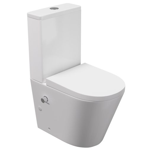 HD Echo White perem nélküli mély öblítésű íves monoblokkos WC alsó kifolyású, bidé funkcióval, compact "A" tetővel és fényes króm kiegészítőkkel + tartály