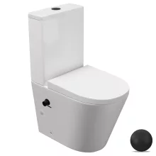 HD Echo White perem nélküli mély öblítésű íves monoblokkos WC hátsó kifolyású, bidé funkcióval, compact "A" tetővel és matt fekete kiegészítőkkel + tartály