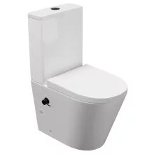 HD Echo White perem nélküli mély öblítésű íves monoblokkos WC hátsó kifolyású, bidé funkcióval, compact "A" tetővel és matt fekete kiegészítőkkel + tartály
