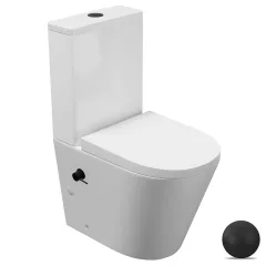  HD Echo White perem nélküli mély öblítésű íves monoblokkos WC alsó kifolyású, bidé funkcióval, compact "A" tetővel és matt fekete kiegészítőkkel + tartály