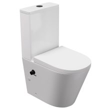 HD Echo White perem nélküli mély öblítésű íves monoblokkos WC alsó kifolyású, bidé funkcióval, compact "A" tetővel és matt fekete kiegészítőkkel + tartály