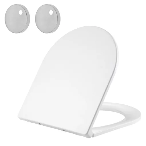 HD Dream Glossy White perem nélküli mély öblítésű íves monoblokkos WC alsó kifolyású slim "A" tetővel és fényes króm kiegészítőkkel + tartály