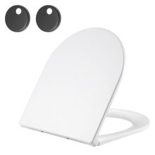 HD Dream Glossy White perem nélküli mély öblítésű íves monoblokkos WC hátsó kifolyású slim "A" tetővel és matt fekete kiegészítőkkel + tartály