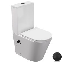 HD Echo White perem nélküli mély öblítésű íves monoblokkos WC alsó kifolyású, bidé funkcióval, slim "A" tetővel és matt fekete kiegészítőkkel + tartály