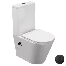 HD Echo White perem nélküli mély öblítésű íves monoblokkos WC alsó kifolyású, bidé funkcióval, slim "A" tetővel és matt fekete kiegészítőkkel + tartály