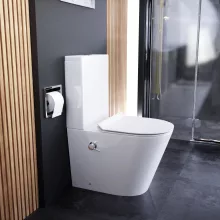 HD Echo White perem nélküli mély öblítésű íves monoblokkos WC hátsó kifolyású, bidé funkcióval, slim "F" tetővel és fényes króm kiegészítőkkel + tartály