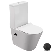 HD Echo White perem nélküli mély öblítésű íves monoblokkos WC alsó kifolyású, bidé funkcióval, slim "F" tetővel és matt fekete kiegészítőkkel + tartály