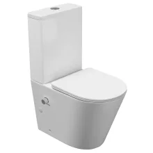 HD Echo White perem nélküli mély öblítésű íves monoblokkos WC alsó kifolyású, bidé funkcióval, slim "P" tetővel és fényes króm kiegészítőkkel + tartály