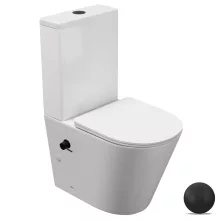HD Echo White perem nélküli mély öblítésű íves monoblokkos WC hátsó kifolyású, bidé funkcióval, slim "P" tetővel és matt fekete kiegészítőkkel + tartály