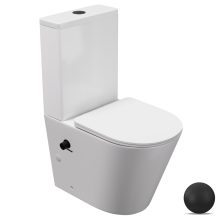 HD Echo White perem nélküli mély öblítésű íves monoblokkos WC alsó kifolyású, matt fekete bidé funkcióval, tető nélkül + tartály